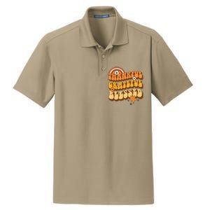 Thankful Grateful Blessed Retro Fall Thanksgiving Dry Zone Grid Polo