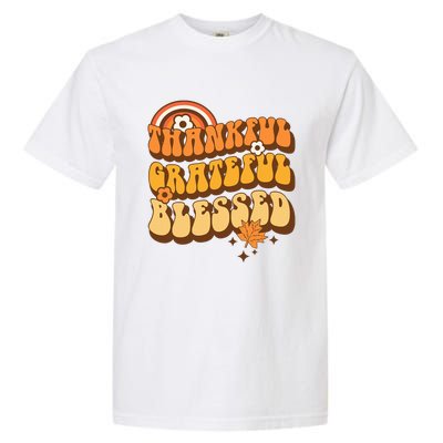 Thankful Grateful Blessed Retro Fall Thanksgiving Garment-Dyed Heavyweight T-Shirt