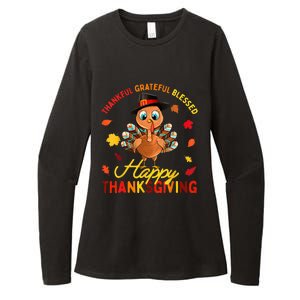 Thankful Grateful Blessed Thanksgiving Turkey Womens CVC Long Sleeve Shirt