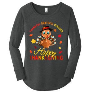 Thankful Grateful Blessed Thanksgiving Turkey Women's Perfect Tri Tunic Long Sleeve Shirt