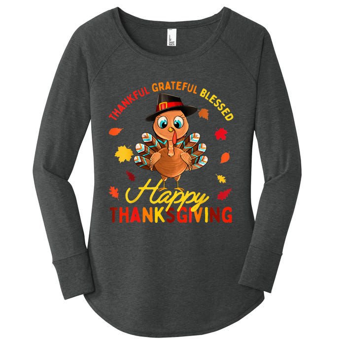 Thankful Grateful Blessed Thanksgiving Turkey Women's Perfect Tri Tunic Long Sleeve Shirt