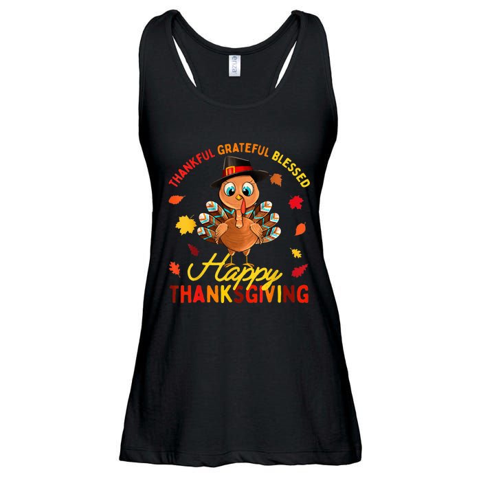 Thankful Grateful Blessed Thanksgiving Turkey Ladies Essential Flowy Tank