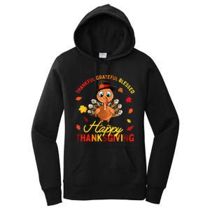 Thankful Grateful Blessed Thanksgiving Turkey Women's Pullover Hoodie