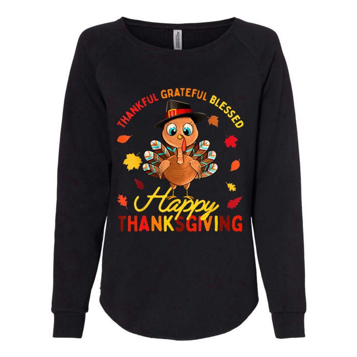 Thankful Grateful Blessed Thanksgiving Turkey Womens California Wash Sweatshirt