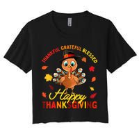 Thankful Grateful Blessed Thanksgiving Turkey Women's Crop Top Tee