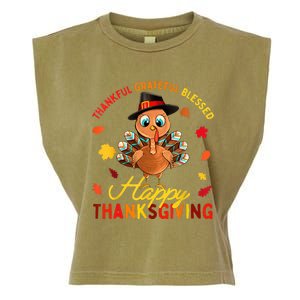 Thankful Grateful Blessed Thanksgiving Turkey Garment-Dyed Women's Muscle Tee