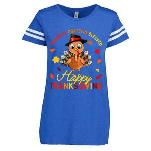 Thankful Grateful Blessed Thanksgiving Turkey Enza Ladies Jersey Football T-Shirt