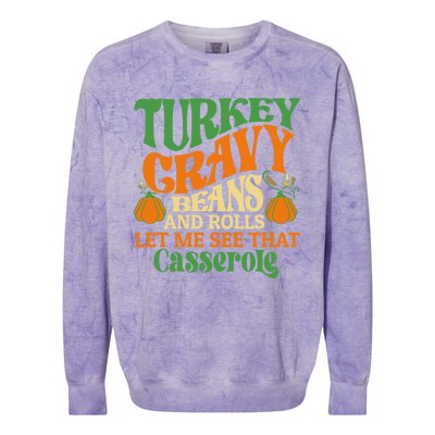 Turkey Gravy Beans And Rolls Funny Thanksgiving Cute Gift Colorblast Crewneck Sweatshirt