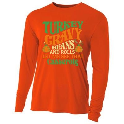 Turkey Gravy Beans And Rolls Funny Thanksgiving Cute Gift Cooling Performance Long Sleeve Crew