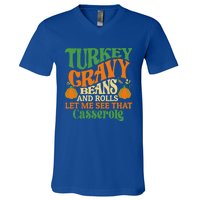 Turkey Gravy Beans And Rolls Funny Thanksgiving Cute Gift V-Neck T-Shirt