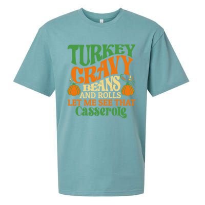 Turkey Gravy Beans And Rolls Funny Thanksgiving Cute Gift Sueded Cloud Jersey T-Shirt