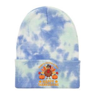 Thankful Grateful Blessed Turkey Women Happy Thanksgiving Tie Dye 12in Knit Beanie