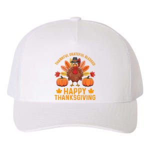 Thankful Grateful Blessed Turkey Women Happy Thanksgiving Yupoong Adult 5-Panel Trucker Hat