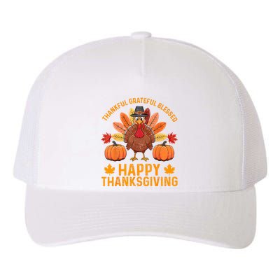 Thankful Grateful Blessed Turkey Women Happy Thanksgiving Yupoong Adult 5-Panel Trucker Hat