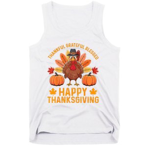 Thankful Grateful Blessed Turkey Women Happy Thanksgiving Tank Top