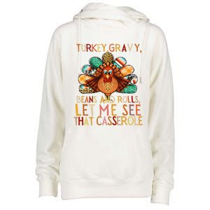 Turkey Gravy Beans And Rolls Let Me See That Casserole Womens Funnel Neck Pullover Hood