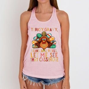 Turkey Gravy Beans And Rolls Let Me See That Casserole Women's Knotted Racerback Tank