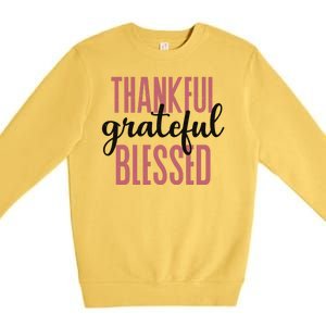 Thankful Grateful Blessed Cute Holiday Premium Crewneck Sweatshirt