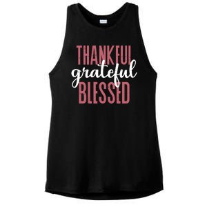 Thankful Grateful Blessed Cute Holiday Ladies PosiCharge Tri-Blend Wicking Tank