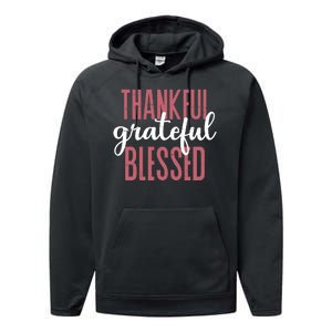 Thankful Grateful Blessed Cute Holiday Performance Fleece Hoodie