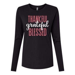 Thankful Grateful Blessed Cute Holiday Womens Cotton Relaxed Long Sleeve T-Shirt