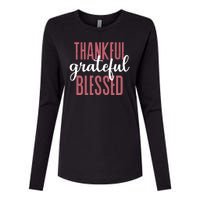 Thankful Grateful Blessed Cute Holiday Womens Cotton Relaxed Long Sleeve T-Shirt