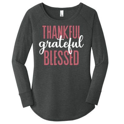 Thankful Grateful Blessed Cute Holiday Women's Perfect Tri Tunic Long Sleeve Shirt