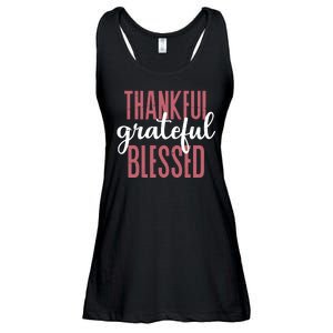 Thankful Grateful Blessed Cute Holiday Ladies Essential Flowy Tank