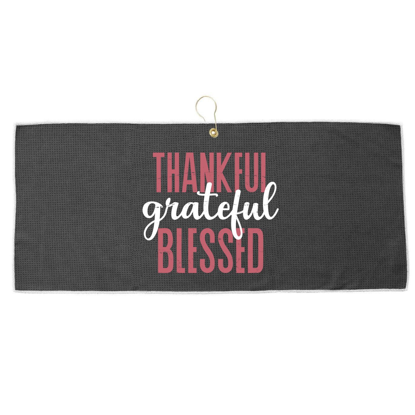 Thankful Grateful Blessed Cute Holiday Large Microfiber Waffle Golf Towel