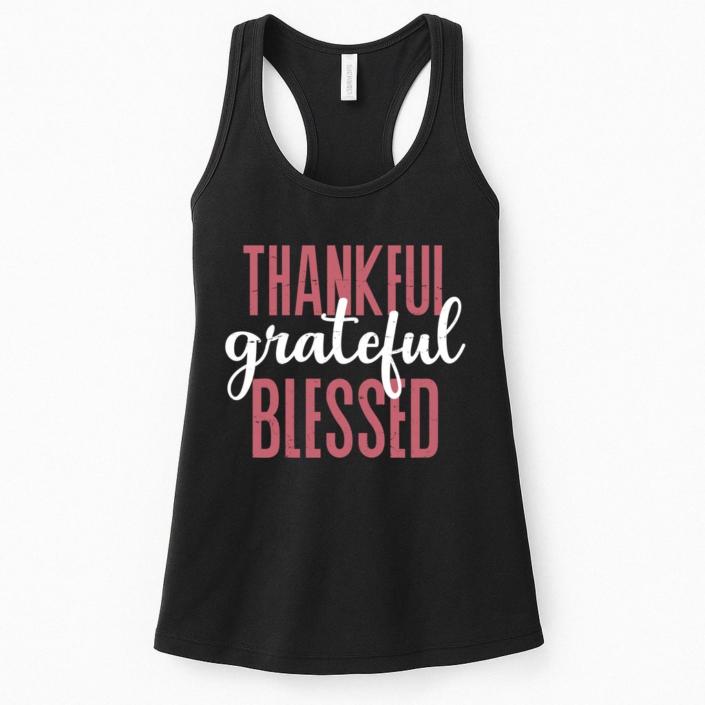 Thankful Grateful Blessed Cute Holiday Womens Tank Top