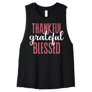 Thankful Grateful Blessed Cute Holiday Women's Racerback Cropped Tank