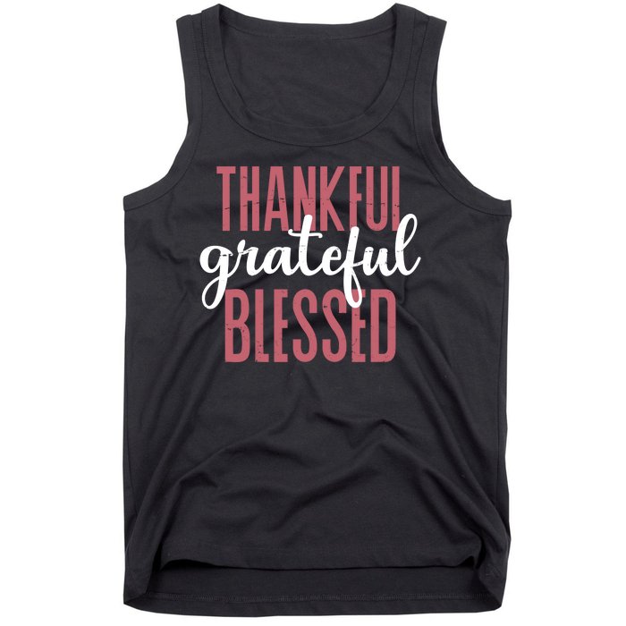 Thankful Grateful Blessed Cute Holiday Tank Top