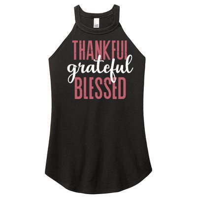 Thankful Grateful Blessed Cute Holiday Women’s Perfect Tri Rocker Tank