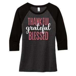 Thankful Grateful Blessed Cute Holiday Women's Tri-Blend 3/4-Sleeve Raglan Shirt