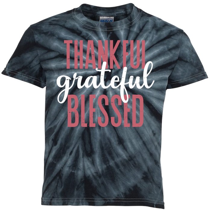 Thankful Grateful Blessed Cute Holiday Kids Tie-Dye T-Shirt