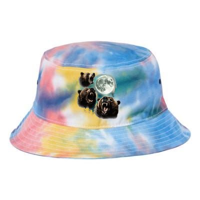 Three Grizzly Bears Howl At Moon Starry Mountain Forest Bear Tie Dye Newport Bucket Hat