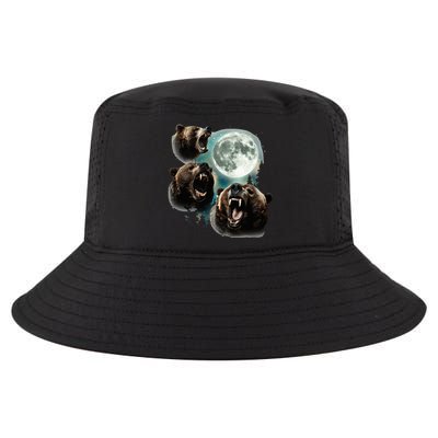 Three Grizzly Bears Howl At Moon Starry Mountain Forest Bear Cool Comfort Performance Bucket Hat