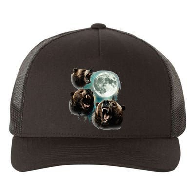 Three Grizzly Bears Howl At Moon Starry Mountain Forest Bear Yupoong Adult 5-Panel Trucker Hat