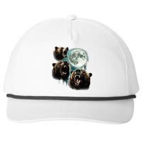 Three Grizzly Bears Howl At Moon Starry Mountain Forest Bear Snapback Five-Panel Rope Hat