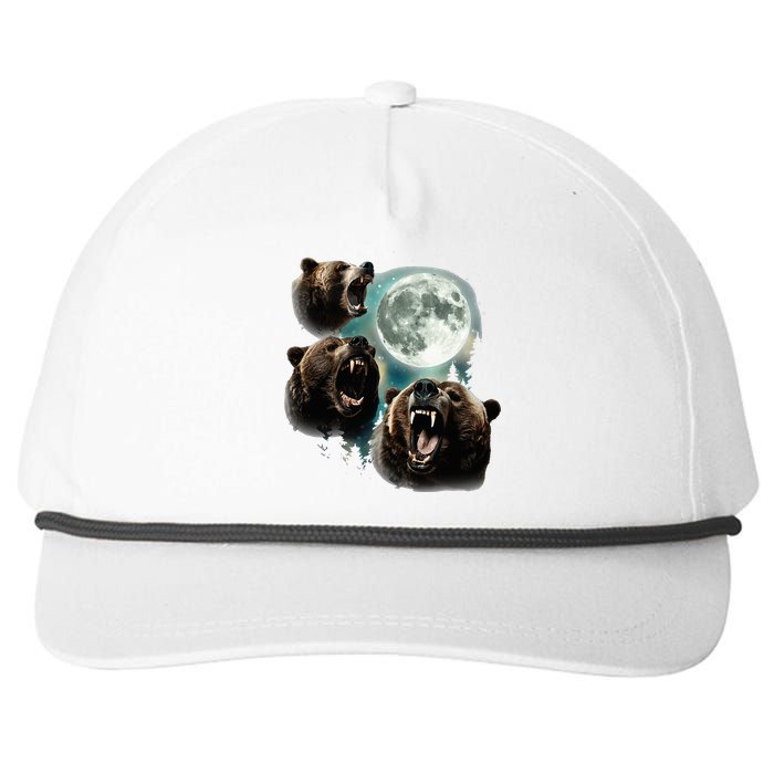 Three Grizzly Bears Howl At Moon Starry Mountain Forest Bear Snapback Five-Panel Rope Hat