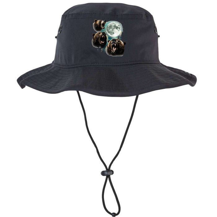 Three Grizzly Bears Howl At Moon Starry Mountain Forest Bear Legacy Cool Fit Booney Bucket Hat