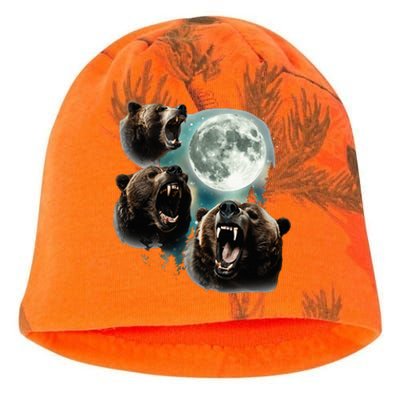 Three Grizzly Bears Howl At Moon Starry Mountain Forest Bear Kati - Camo Knit Beanie