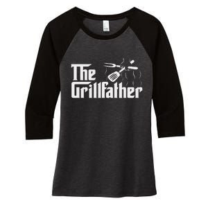 The Grillfather BBQ Grill &amp; Smoker  Barbecue Chef Women's Tri-Blend 3/4-Sleeve Raglan Shirt