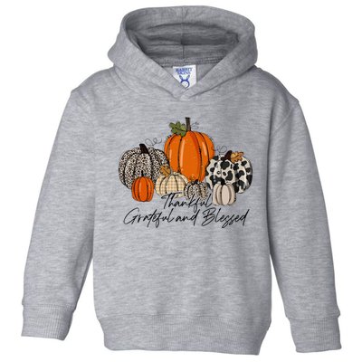 Thankful Grateful Blessed Thankful Pumpkin Thanksgiving Fall Toddler Hoodie