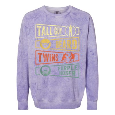 Tall Guy Beard Twins Purple Hoser Colorblast Crewneck Sweatshirt