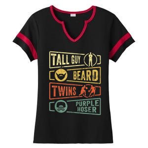 Tall Guy Beard Twins Purple Hoser Ladies Halftime Notch Neck Tee