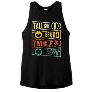 Tall Guy Beard Twins Purple Hoser Ladies PosiCharge Tri-Blend Wicking Tank