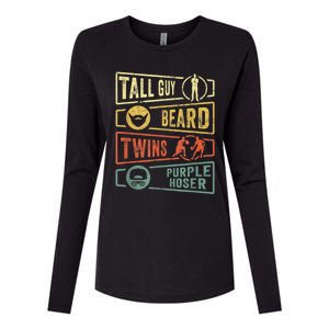 Tall Guy Beard Twins Purple Hoser Womens Cotton Relaxed Long Sleeve T-Shirt