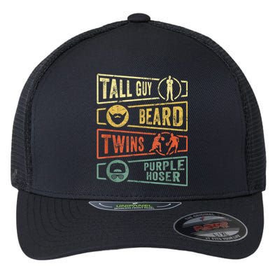 Tall Guy Beard Twins Purple Hoser Flexfit Unipanel Trucker Cap