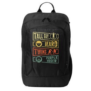 Tall Guy Beard Twins Purple Hoser City Backpack